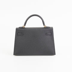 Hermes Mini Kelly Epsom Black B Stamp 2023