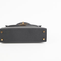 Hermes Mini Kelly Epsom Black B Stamp 2023