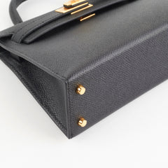 Hermes Mini Kelly Epsom Black B Stamp 2023