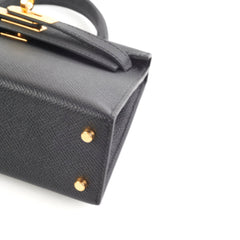 Hermes Mini Kelly Epsom Black B Stamp 2023