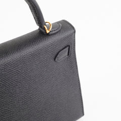 Hermes Mini Kelly Epsom Black B Stamp 2023