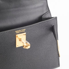 Hermes Mini Kelly Epsom Black B Stamp 2023