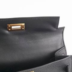 Hermes Mini Kelly Epsom Black B Stamp 2023