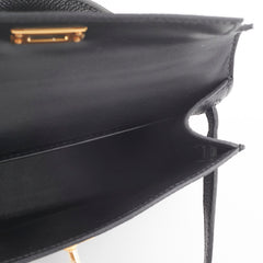 Hermes Mini Kelly Epsom Black B Stamp 2023