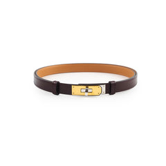 Hermes Kelly Belt Dark Brown Two Tone Hardware