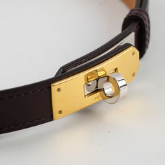 Hermes Kelly Belt Dark Brown Two Tone Hardware