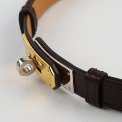 Hermes Kelly Belt Dark Brown Two Tone Hardware