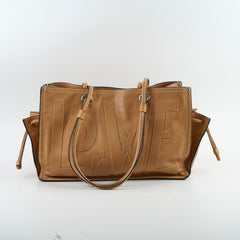 Loewe Anagram Leather Shopper Tote Camel