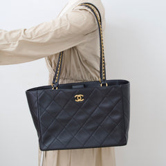Chanel Quilted Leather Tote Black