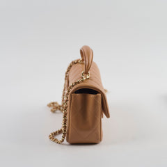 Chanel Mini Rectangular Top Handle Dark Beige Microchip