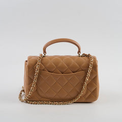 Chanel Mini Rectangular Top Handle Dark Beige Microchip