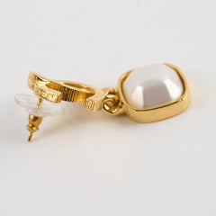Chanel Gold CC Square Pearl Drop Earrings Costume Jewellery