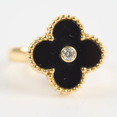 Van Cleef & Arpels Vintage Alhambra Onxy Diamond Ring Size 52