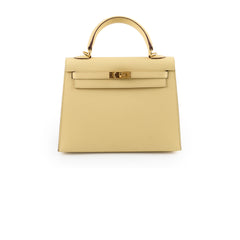 Hermes Kelly 25 Jaune Poussin Epsom Sellier X Stamp 2016