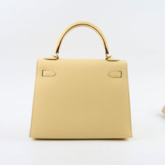Hermes Kelly 25 Jaune Poussin Epsom Sellier X Stamp 2016