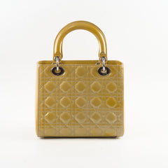 Christian Dior Lady Dior Medium Patent Gold