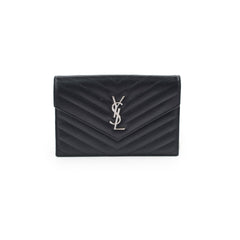 Saint Laurent Cassandre Envelope Wallet on Chain WOC Black