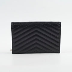 Saint Laurent Cassandre Envelope Wallet on Chain WOC Black