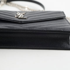 Saint Laurent Cassandre Envelope Wallet on Chain WOC Black