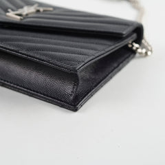 Saint Laurent Cassandre Envelope Wallet on Chain WOC Black