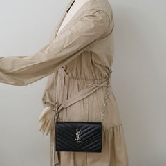 Saint Laurent Cassandre Envelope Wallet on Chain WOC Black