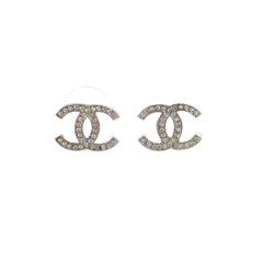 Chanel CC Logo Crystal Earrings