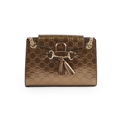 Gucci Patent Brown Chain Shoulder Bag