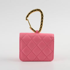 Chanel Qulited Mini Hook Card Coin Case Pink 31 Series