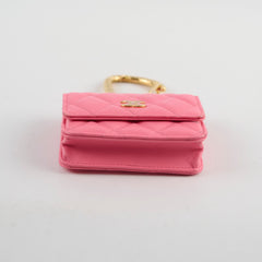 Chanel Qulited Mini Hook Card Coin Case Pink 31 Series