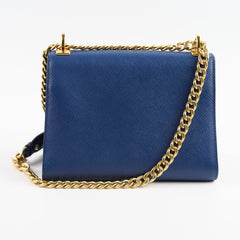 Prada Monochrome Saffiano Shoulder Bag Blue