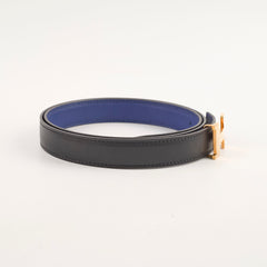 Hermes Constance Mini Belt Rose Gold Noir/Bleu Saphir Size 90