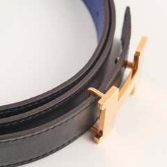 Hermes Constance Mini Belt Rose Gold Noir/Bleu Saphir Size 90