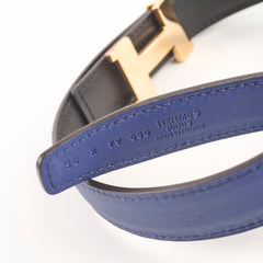 Hermes Constance Mini Belt Rose Gold Noir/Bleu Saphir Size 90