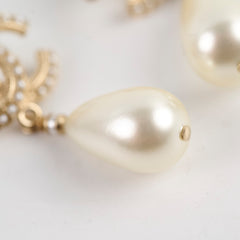 Chanel pearl CC Tear Drop Earrings