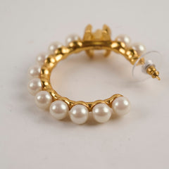 Chanel Multi Pearl Hoop Earrings