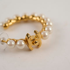 Chanel Multi Pearl Hoop Earrings