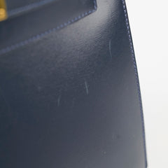Hermes Kelly 28 Blue Indigo Box Circle X Stamp