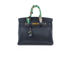 Hermes 35 Birkin Fjord Blue Indigo Square H Stamp