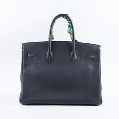 Hermes 35 Birkin Fjord Blue Indigo Square H Stamp