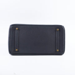 Hermes 35 Birkin Fjord Blue Indigo Square H Stamp
