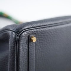 Hermes 35 Birkin Fjord Blue Indigo Square H Stamp