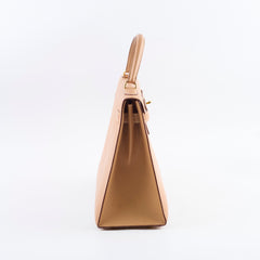 Hermes Kelly 32 Cushbell Natural Gold Circle W Stamp