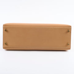 Hermes Kelly 32 Cushbell Natural Gold Circle W Stamp
