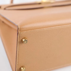 Hermes Kelly 32 Cushbell Natural Gold Circle W Stamp