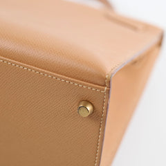 Hermes Kelly 32 Cushbell Natural Gold Circle W Stamp