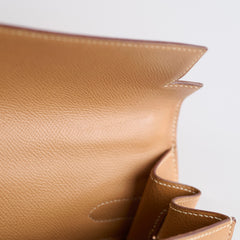 Hermes Kelly 32 Cushbell Natural Gold Circle W Stamp
