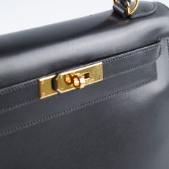 Hermes Kelly 28 Black Box Square D Stamp