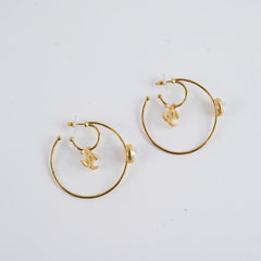 Chanel Large Hoop Pearl CC Earrings