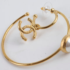 Chanel Large Hoop Pearl CC Earrings