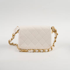 Chanel Seasonal Shoulder Bag White Microchip